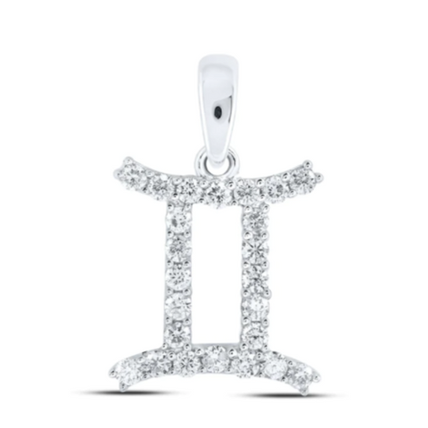 10kt Round Diamond Zodiac Sign Pendant 1/4 CTTW