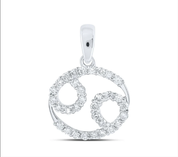 10kt Round Diamond Zodiac Sign Pendant 1/4 CTTW