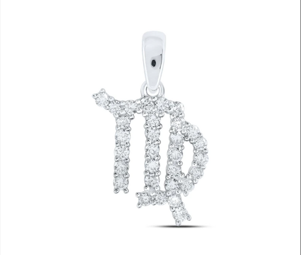 10kt Round Diamond Zodiac Sign Pendant 1/4 CTTW