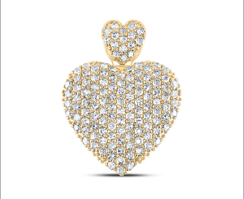 10kt Round Diamond Heart Pendant 3/4 CTTW