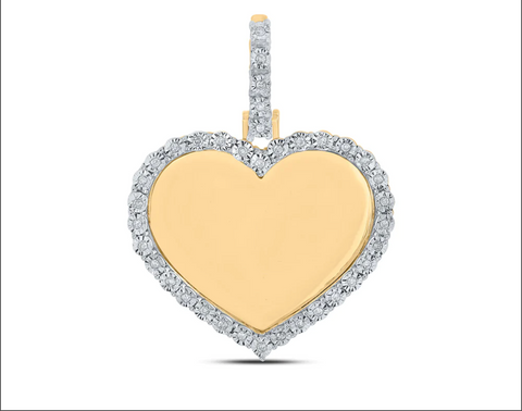 10kt Round Diamond Memory Heart Pendant 1/10 CTTW