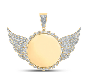 10kt Baguette Diamond Round Diamond Wing Memory Pendent Charm 1 CTTW